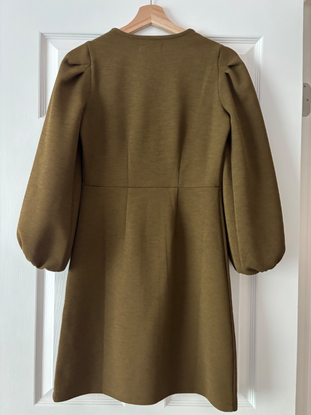 Madewell Texture & Threads Crepe Ballon Sleeve Dress - Olive Size XS - Picture 4 of 9